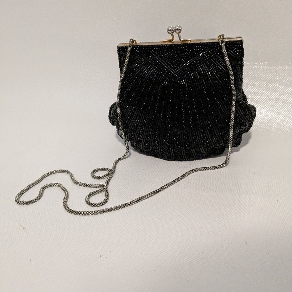 Elegant Black Beaded Evening Bag